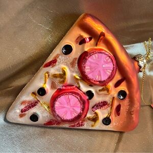 Christmas Ornament Pizza Slice Glass Shimmer Glitter  St. Nicholas Square
